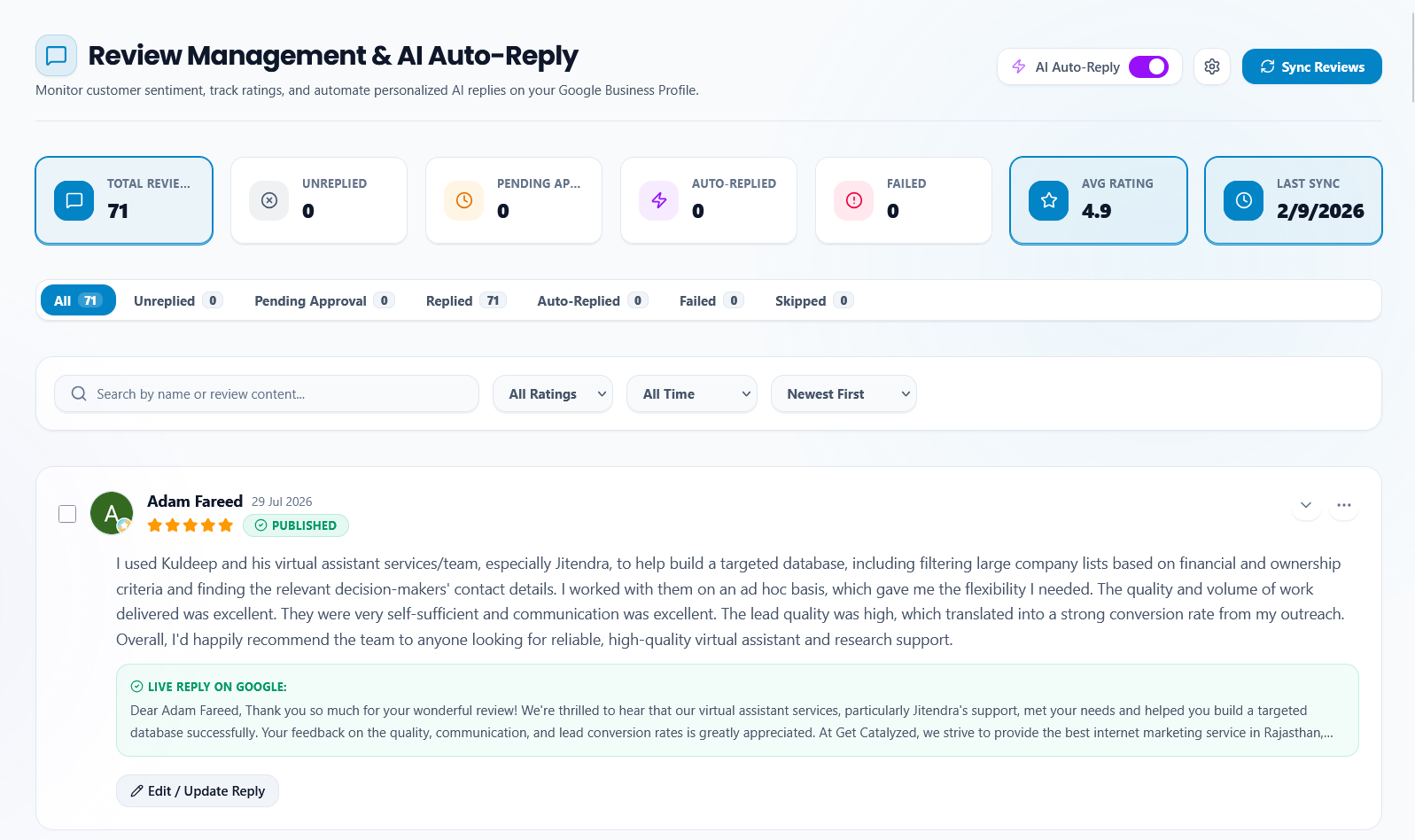 Manage Google Reviews Faster